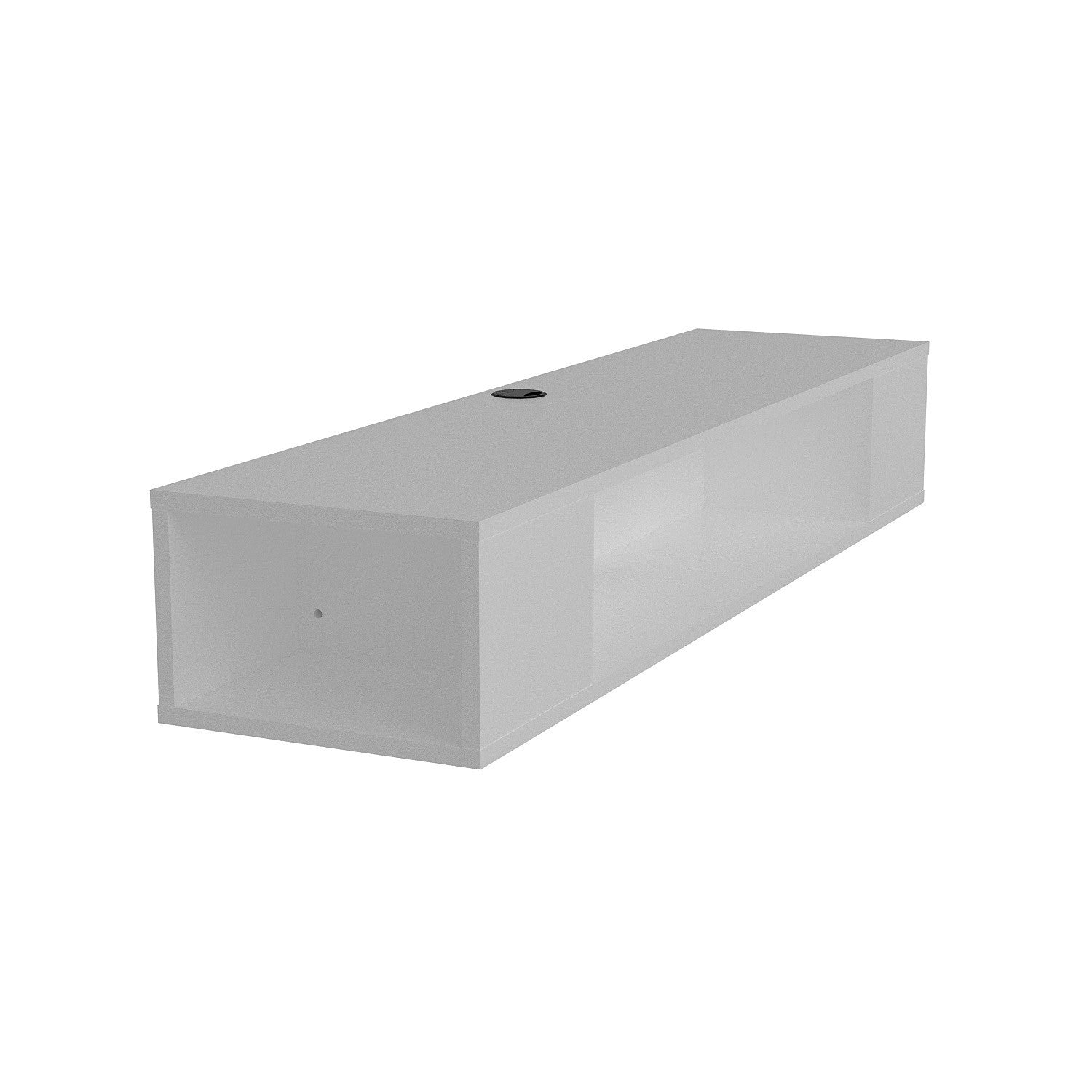 Suporte de TV moderno branco, 135 cm de largura, 100% revestido em melamina, 18 mm de espessura | Montável na parede, com várias prateleiras, design elegante e funcional para sala de estar