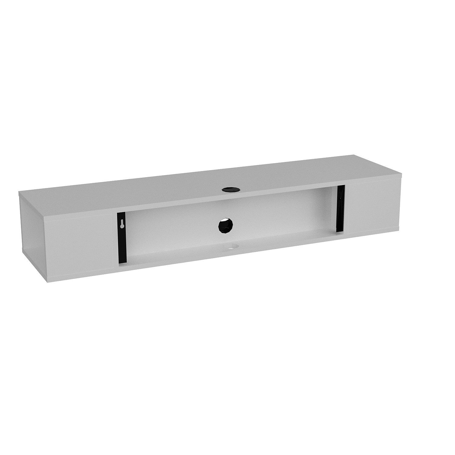 Suporte de TV moderno branco, 135 cm de largura, 100% revestido em melamina, 18 mm de espessura | Montável na parede, com várias prateleiras, design elegante e funcional para sala de estar