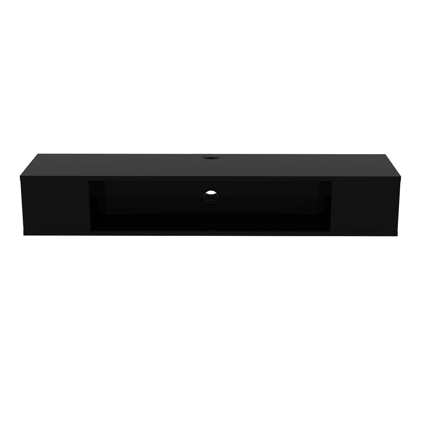 Suporte de TV moderno preto, 135 cm de largura, 100% revestido em melamina, 18 mm de espessura | Montável na parede, com várias prateleiras, solução de armazenamento elegante e funcional