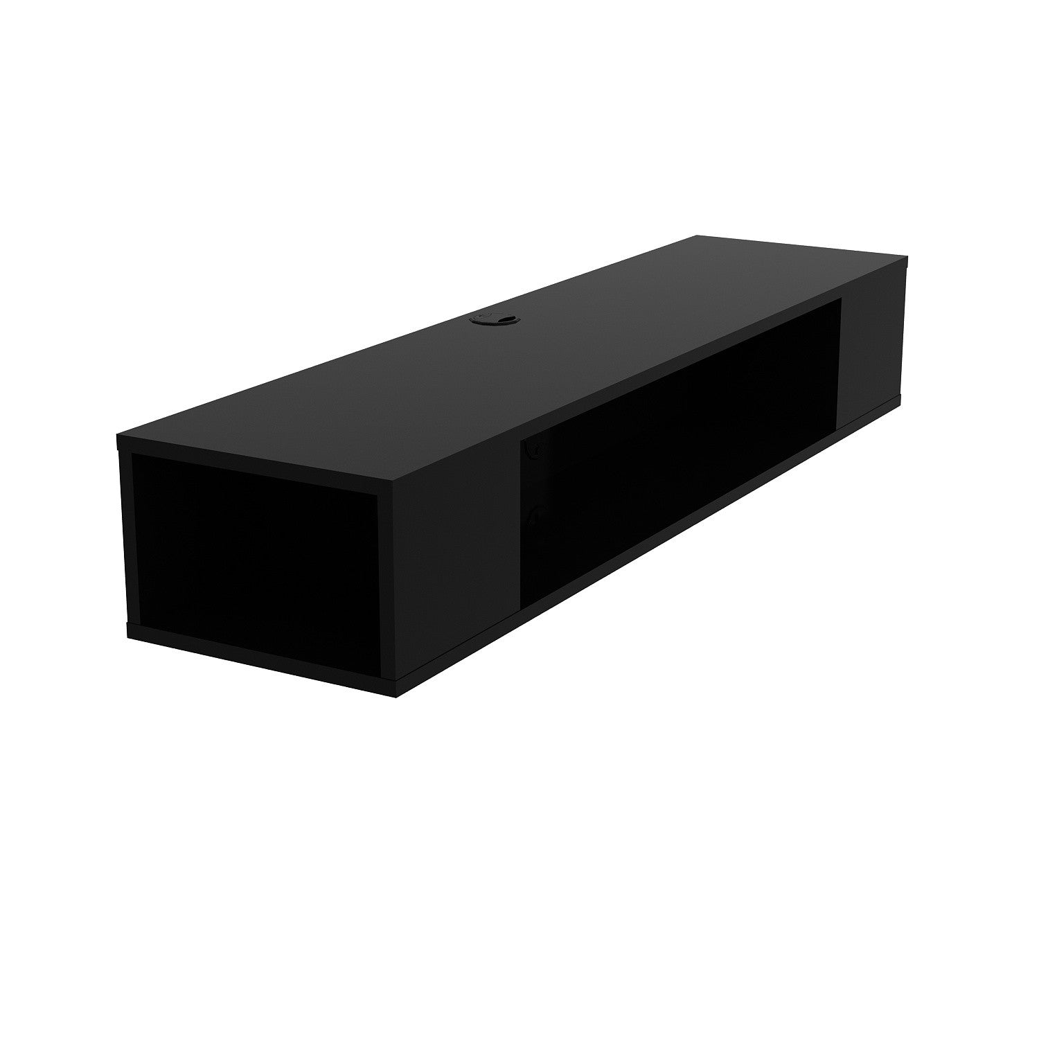 Suporte de TV moderno preto, 135 cm de largura, 100% revestido em melamina, 18 mm de espessura | Montável na parede, com várias prateleiras, solução de armazenamento elegante e funcional
