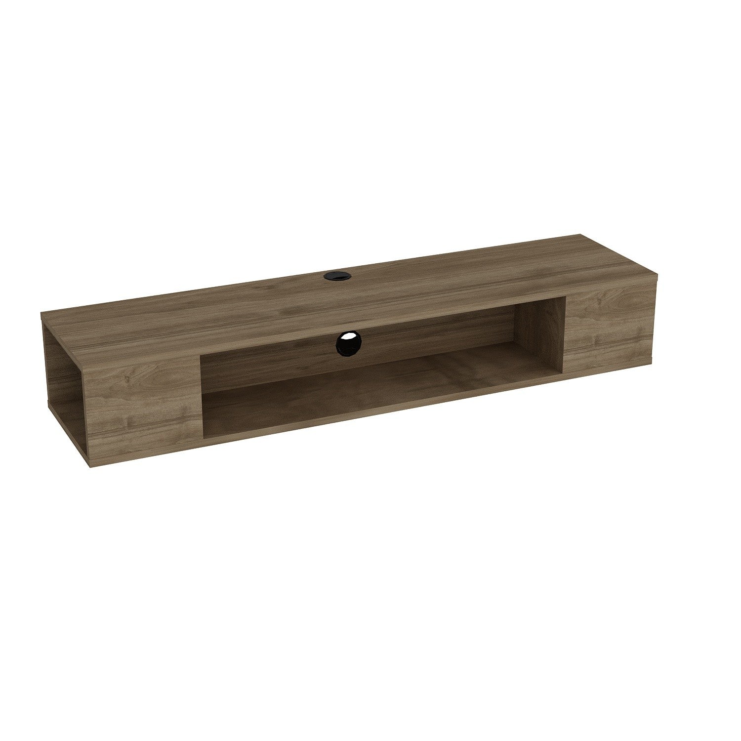 Suporte de TV moderno em nogueira, 135 cm de largura, 100% revestido em melamina, 18 mm de espessura | Montável na parede, com várias prateleiras, design elegante e funcional para sala de estar