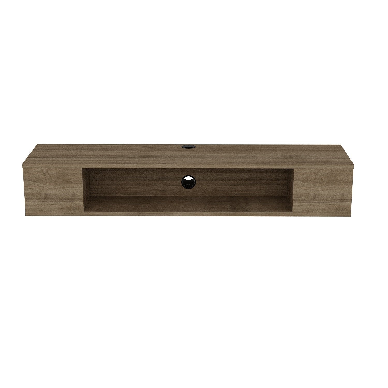 Suporte de TV moderno em nogueira, 135 cm de largura, 100% revestido em melamina, 18 mm de espessura | Montável na parede, com várias prateleiras, design elegante e funcional para sala de estar
