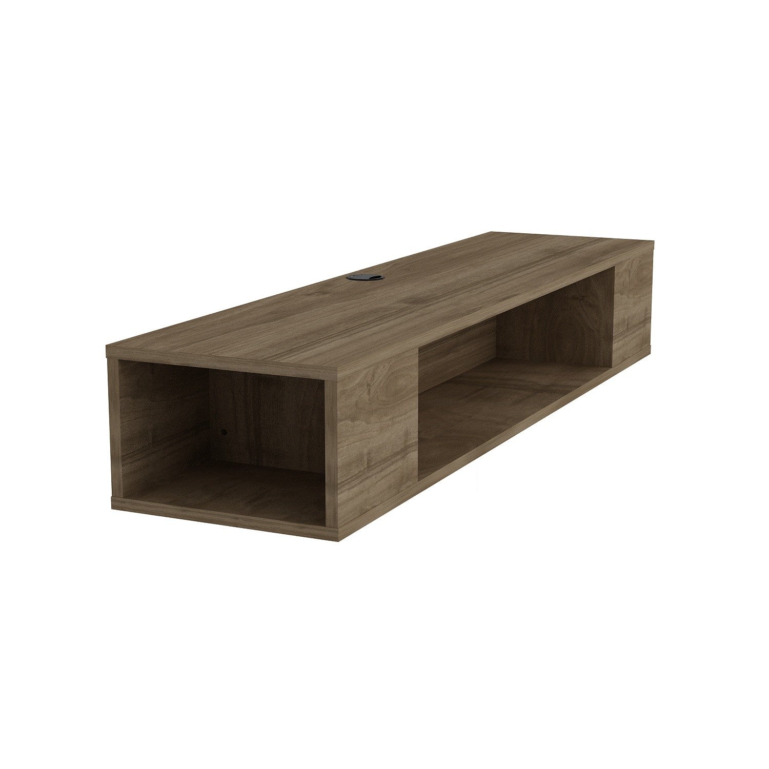 Suporte de TV moderno em nogueira, 135 cm de largura, 100% revestido em melamina, 18 mm de espessura | Montável na parede, com várias prateleiras, design elegante e funcional para sala de estar