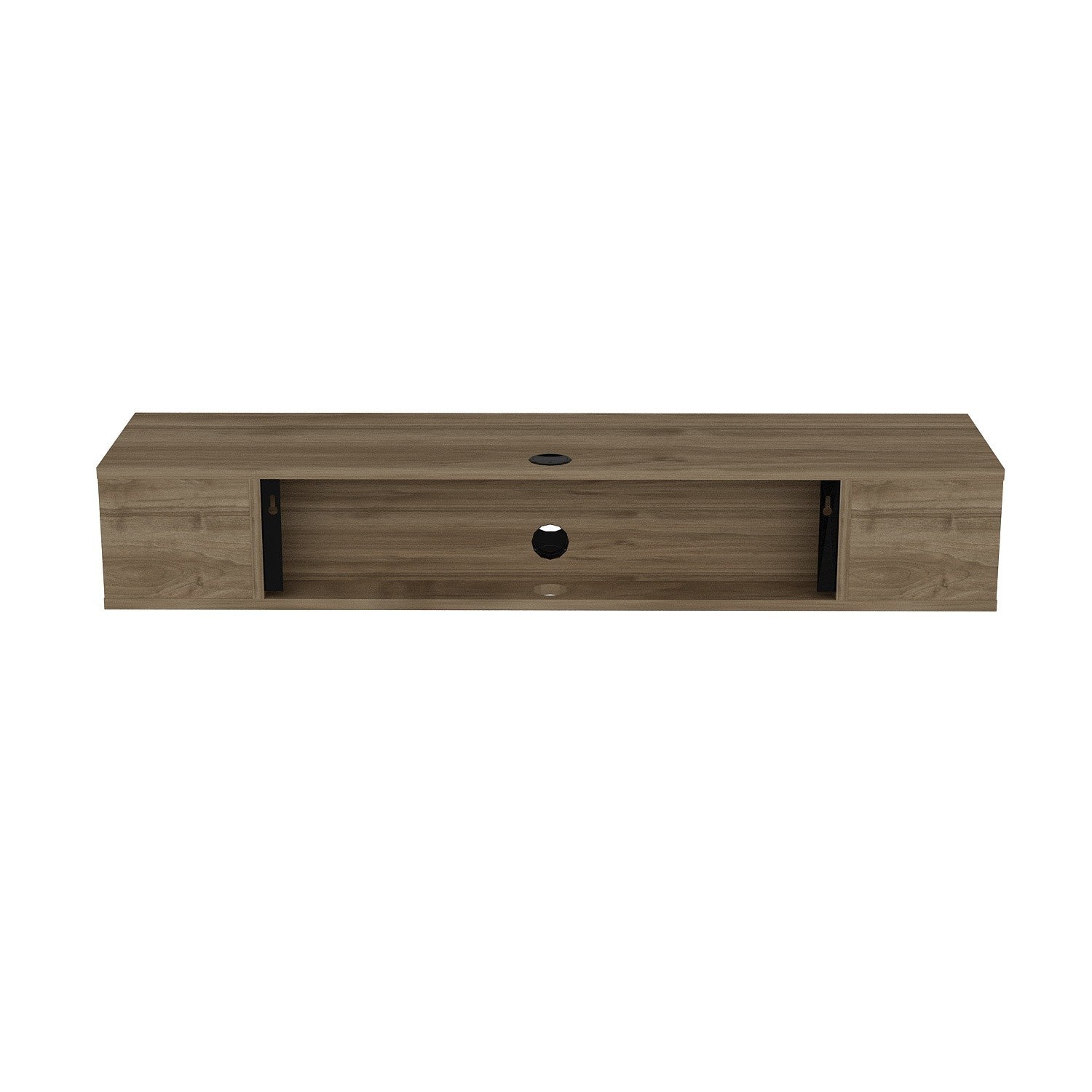 Suporte de TV moderno em nogueira, 135 cm de largura, 100% revestido em melamina, 18 mm de espessura | Montável na parede, com várias prateleiras, design elegante e funcional para sala de estar