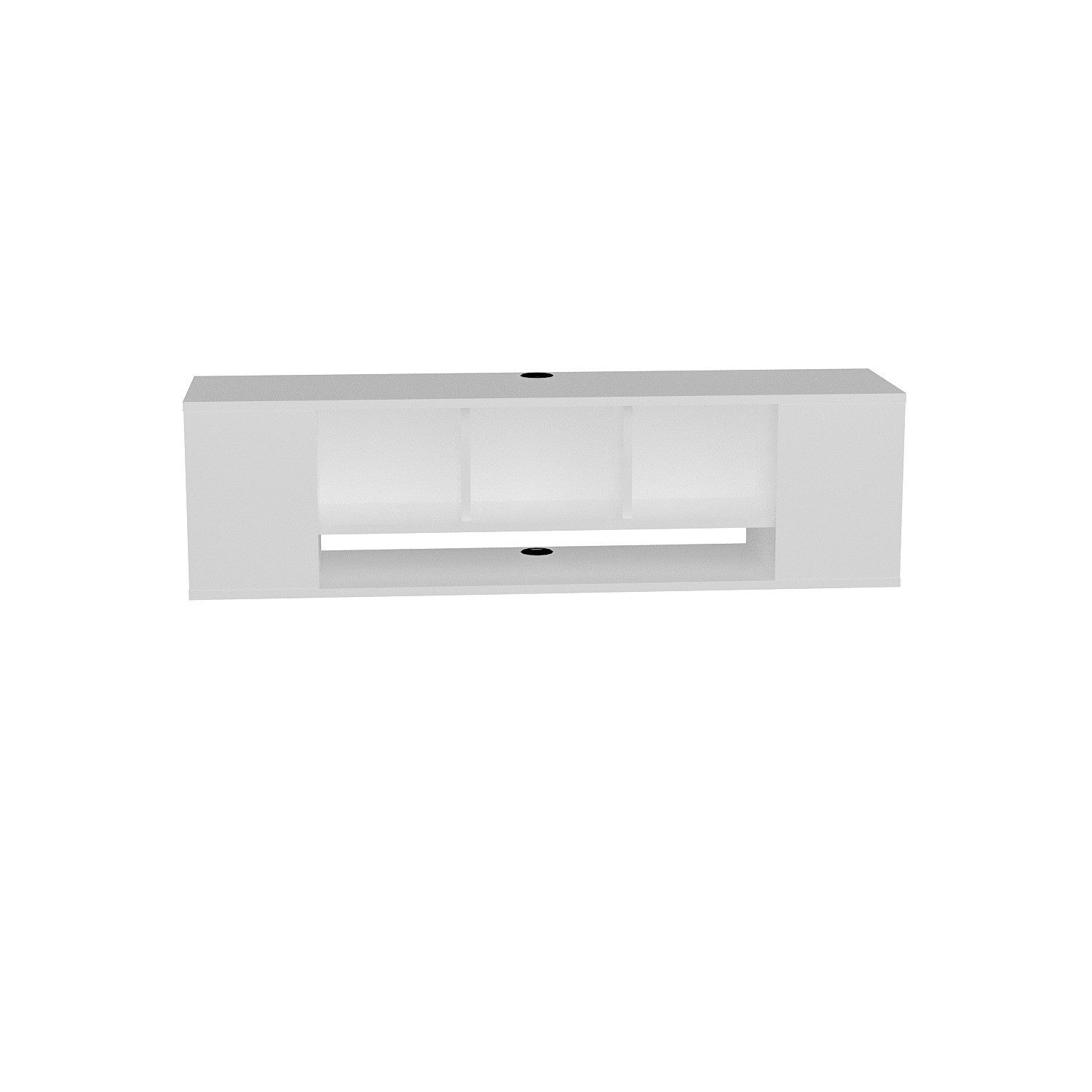 Suporte de TV moderno branco, 135 cm | Painel de partículas 100% revestido em melamina, 18 mm de espessura | Montável na parede, várias prateleiras, design elegante e funcional