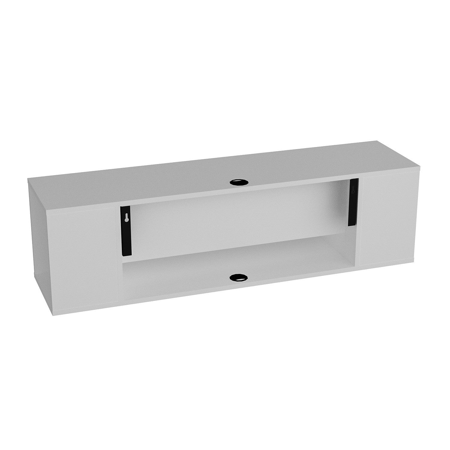 Suporte de TV moderno branco, 135 cm | Painel de partículas 100% revestido em melamina, 18 mm de espessura | Montável na parede, várias prateleiras, design elegante e funcional