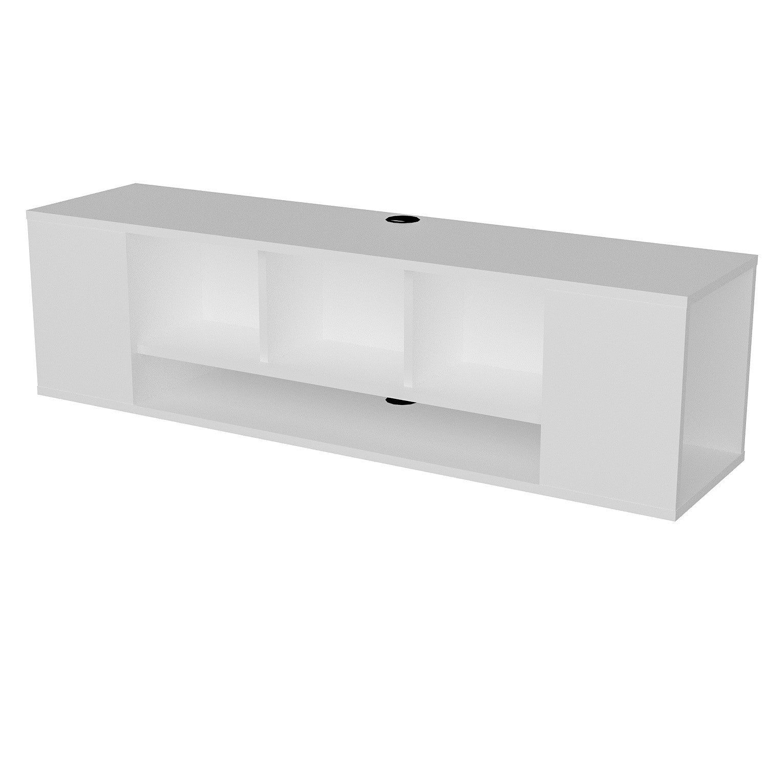 Suporte de TV moderno branco, 135 cm | Painel de partículas 100% revestido em melamina, 18 mm de espessura | Montável na parede, várias prateleiras, design elegante e funcional