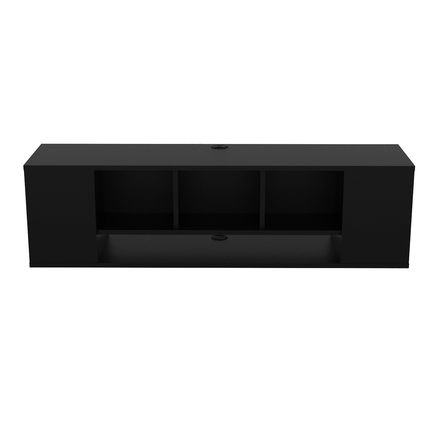 Suporte de TV moderno preto, 135 cm de largura, 100% revestido em melamina, 18 mm de espessura | Montável na parede, com várias prateleiras para armazenamento extra | Design elegante e funcional