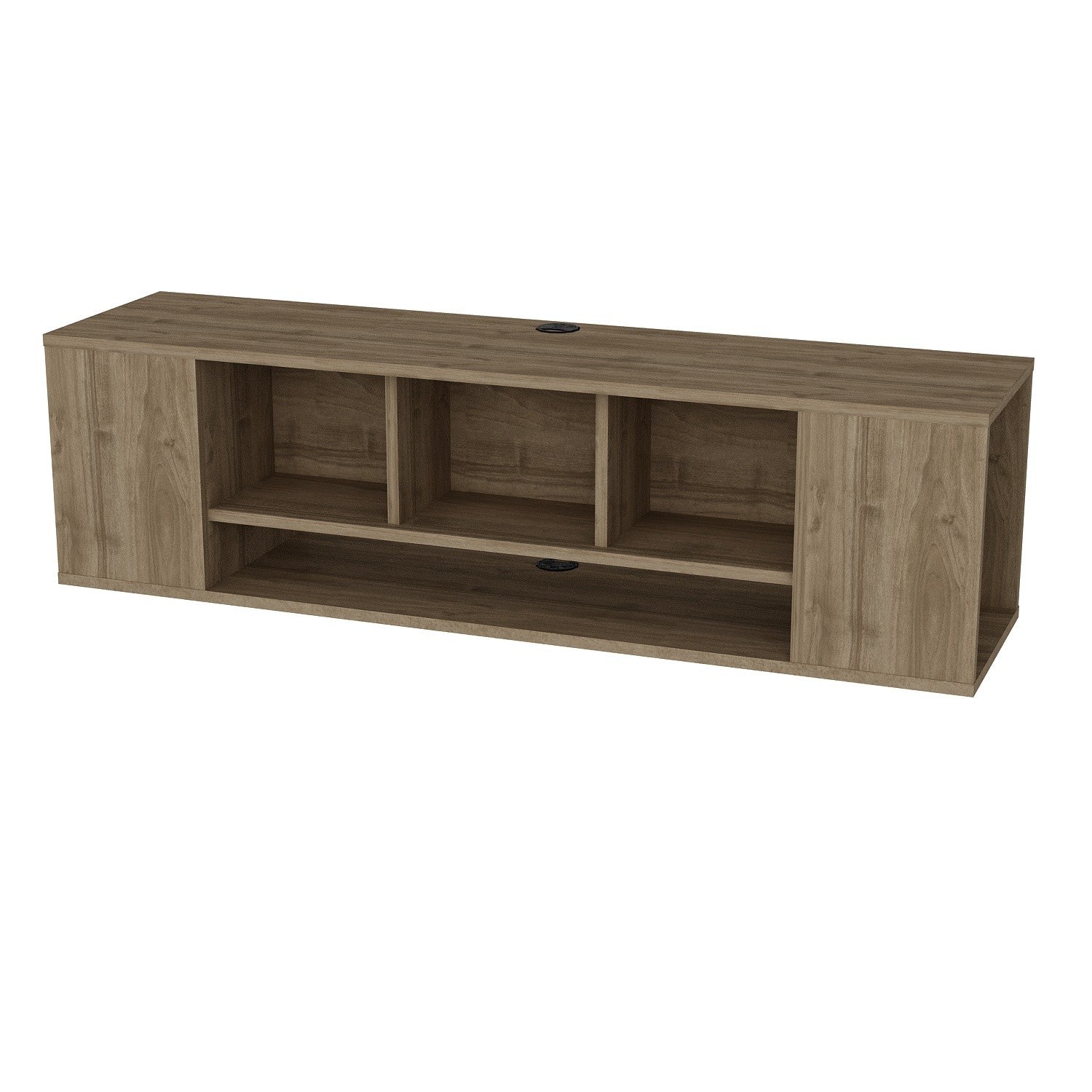 Suporte de TV moderno em nogueira, 135 cm | Painel de partículas 100% revestido em melamina, 18 mm de espessura | Montável na parede, várias prateleiras, design elegante e funcional
