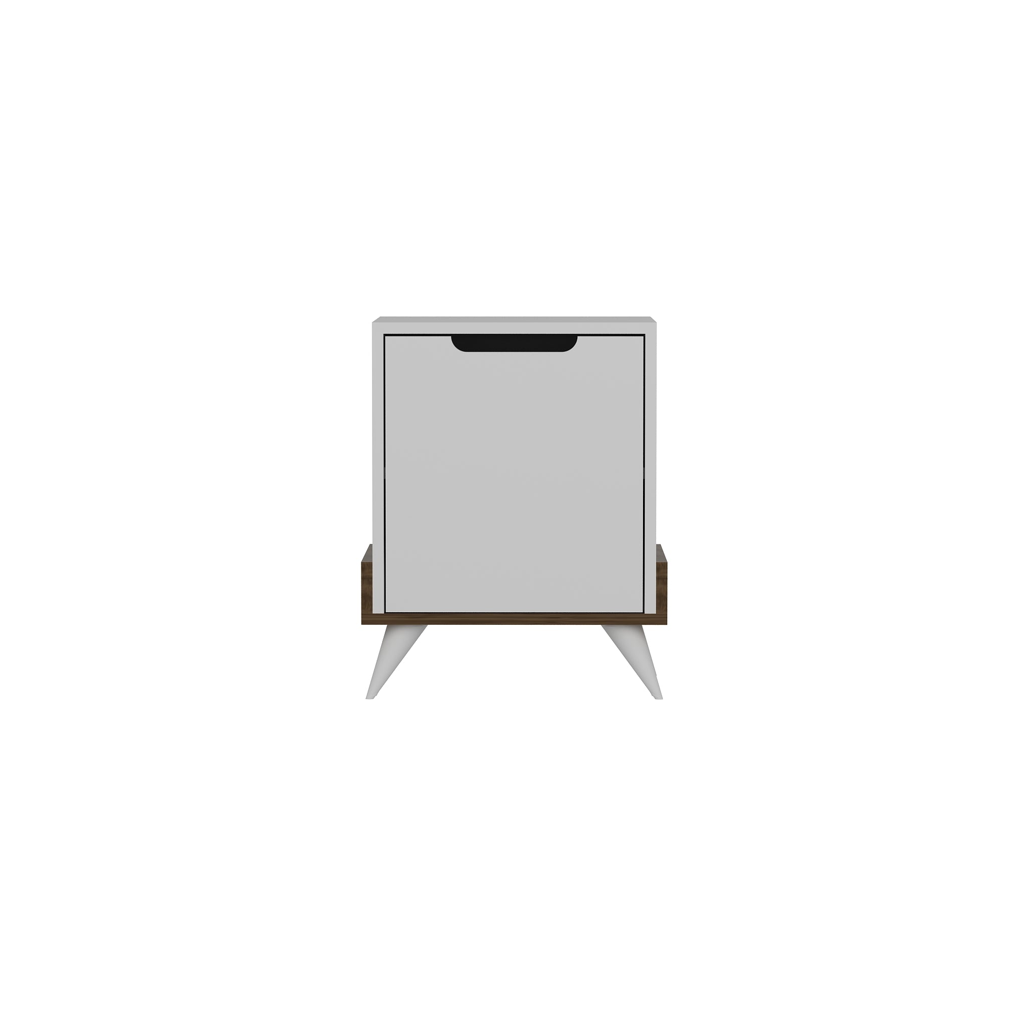 Mesa de Cabeceira Moderna com Prateleiras, Branca e Nogueira, 48,6 x 60 x 35 cm | Painel de Partículas 100% Revestido com Melamina, 18 mm de Espessura | Armazenamento Elegante para Casa e Hotel