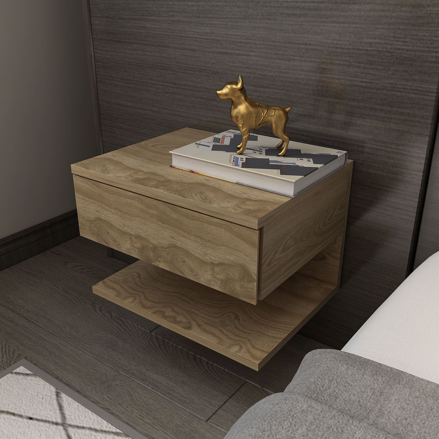 Mesa de cabeceira-Vivid-Carvalho Oud