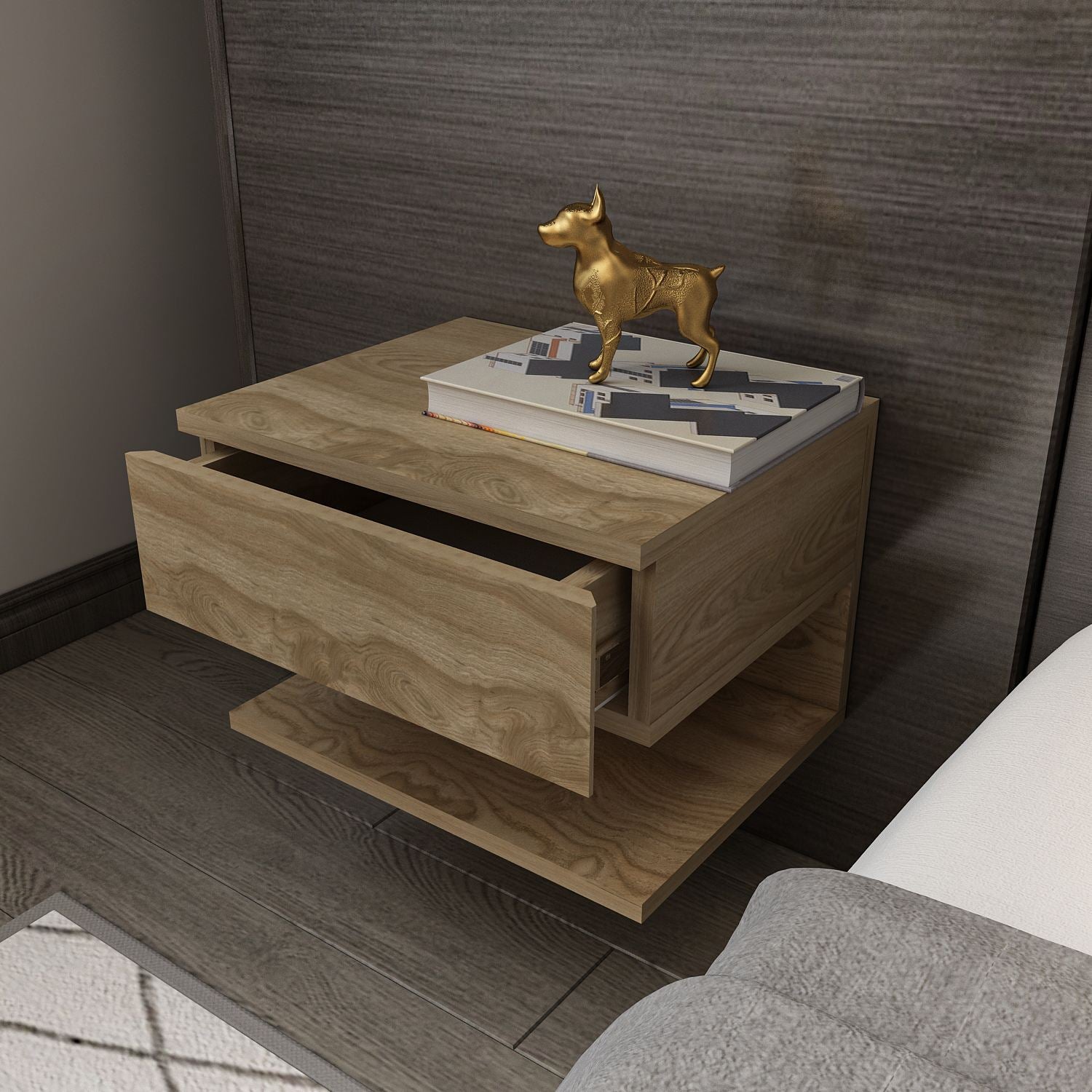 Mesa de cabeceira-Vivid-Carvalho Oud