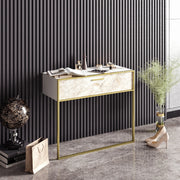 Aparador – 90 x 76,8 x 38,5 cm – Dourado e Branco – Melamina