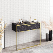 Aparador Barroco Elegante, Dourado e Preto, 90 cm | Revestimento 100% Melamina, 18 mm de Espessura, Pés de Metal, Montável na Parede, Solução de Armazenamento Elegante para Espaços Glamourosos