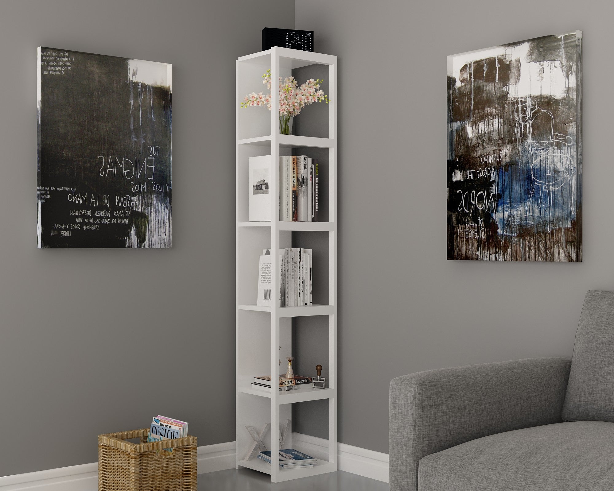 Estante moderna – 33,7 x 180 x 29,5 cm – branca – painel de partículas revestido a melamina