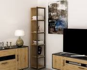 Estante Industrial Moderna – 33,7 x 180 x 29,5 cm – Carvalho e Preto – Painel de partículas revestido em melamina