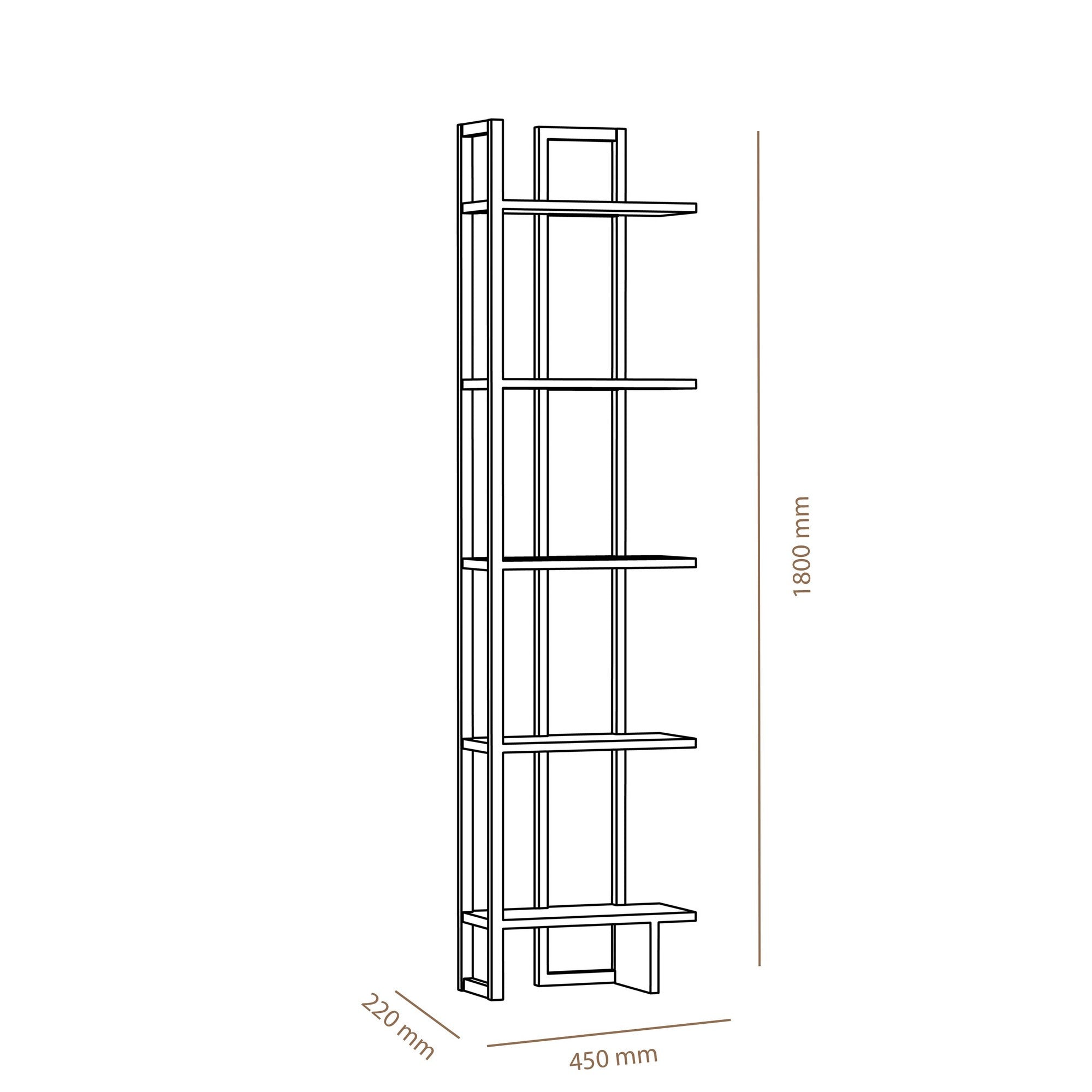 Estante moderna – 45 cm L x 180 cm A x 22 cm P – carvalho e branco – melamina
