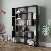 Estante moderna – 120 x 156 x 22 cm – preta – painel de partículas revestido a melamina