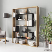 Estante de livros – 120 x 156 x 22 cm – Preto e Carvalho – Painel de partículas revestido a melamina