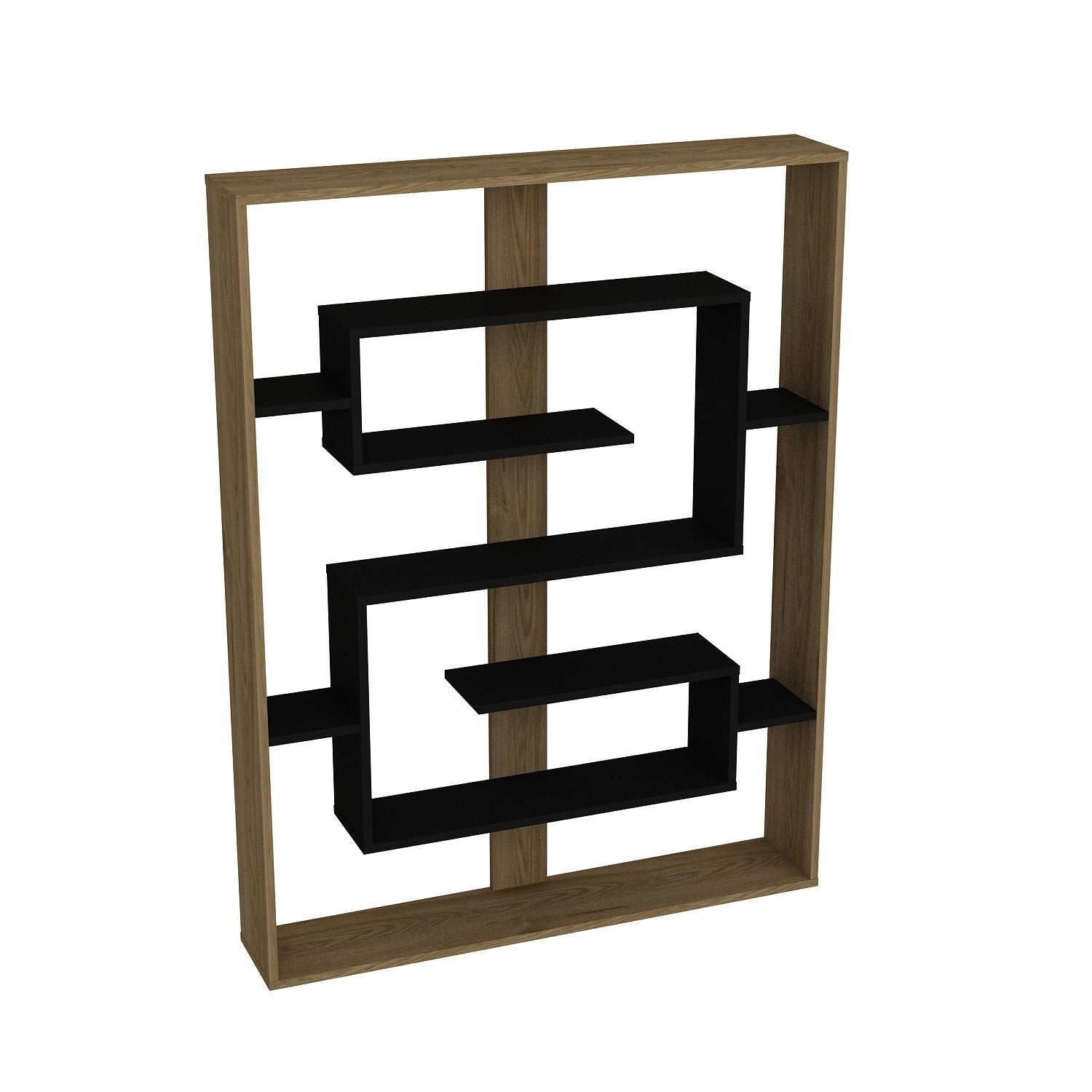 Estante de livros – 120 x 156 x 22 cm – Preto e Carvalho – Painel de partículas revestido a melamina
