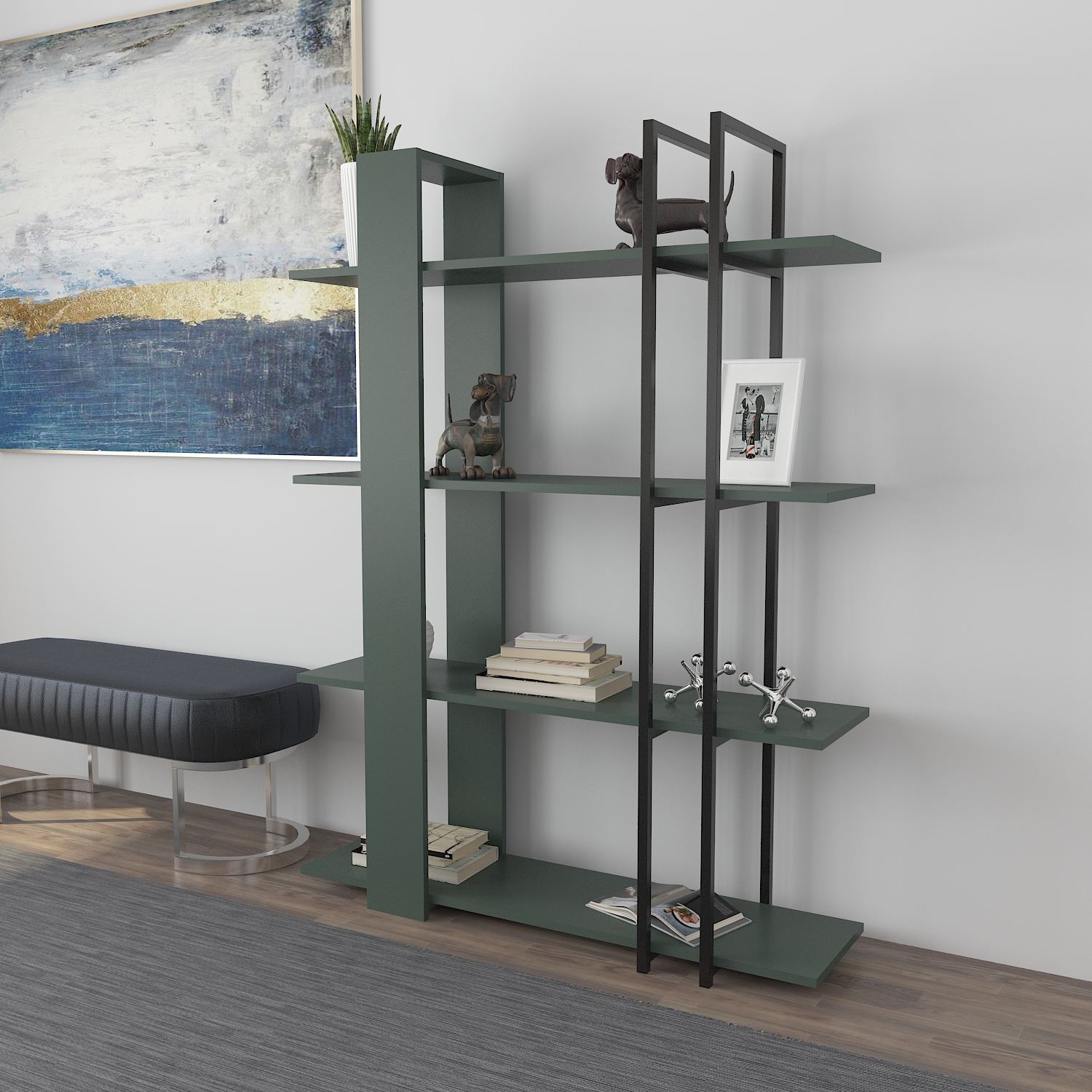 Estante de livros-Onno-Verde
Preto