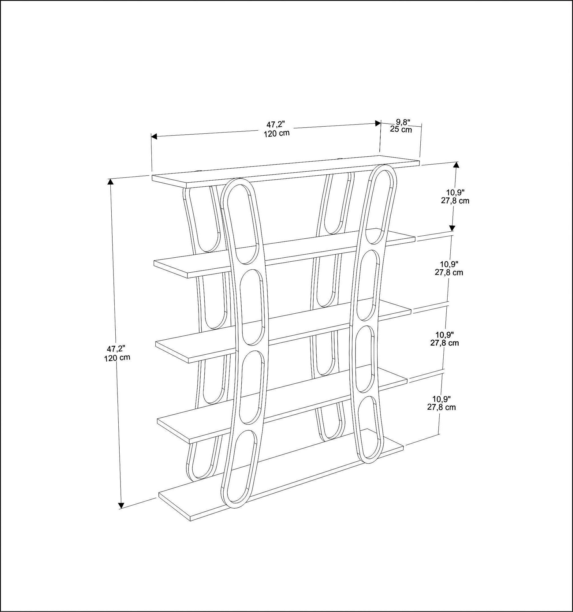 Estante elegante em branco e dourado, 120 x 120 x 25 cm | Painel de partículas 100% revestido em melamina, 18 mm de espessura | Armazenamento elegante para casa e escritório modernos