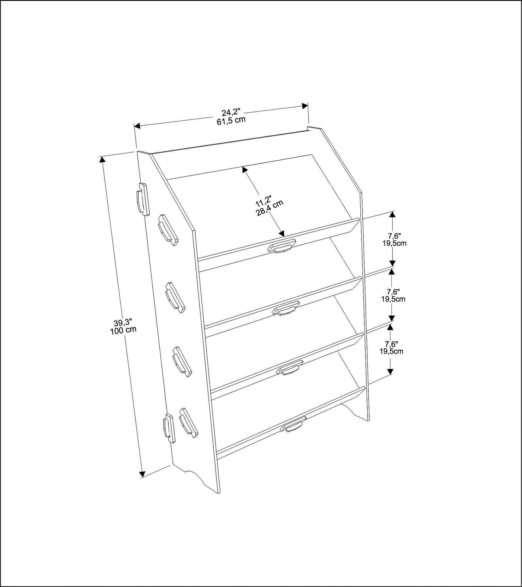 Estante de carvalho elegante, 100 cm de altura x 61,5 cm de largura x 28,4 cm de profundidade | Painel de partículas 100% revestido de melamina, 8 mm de espessura | Perfeito para casa e escritório