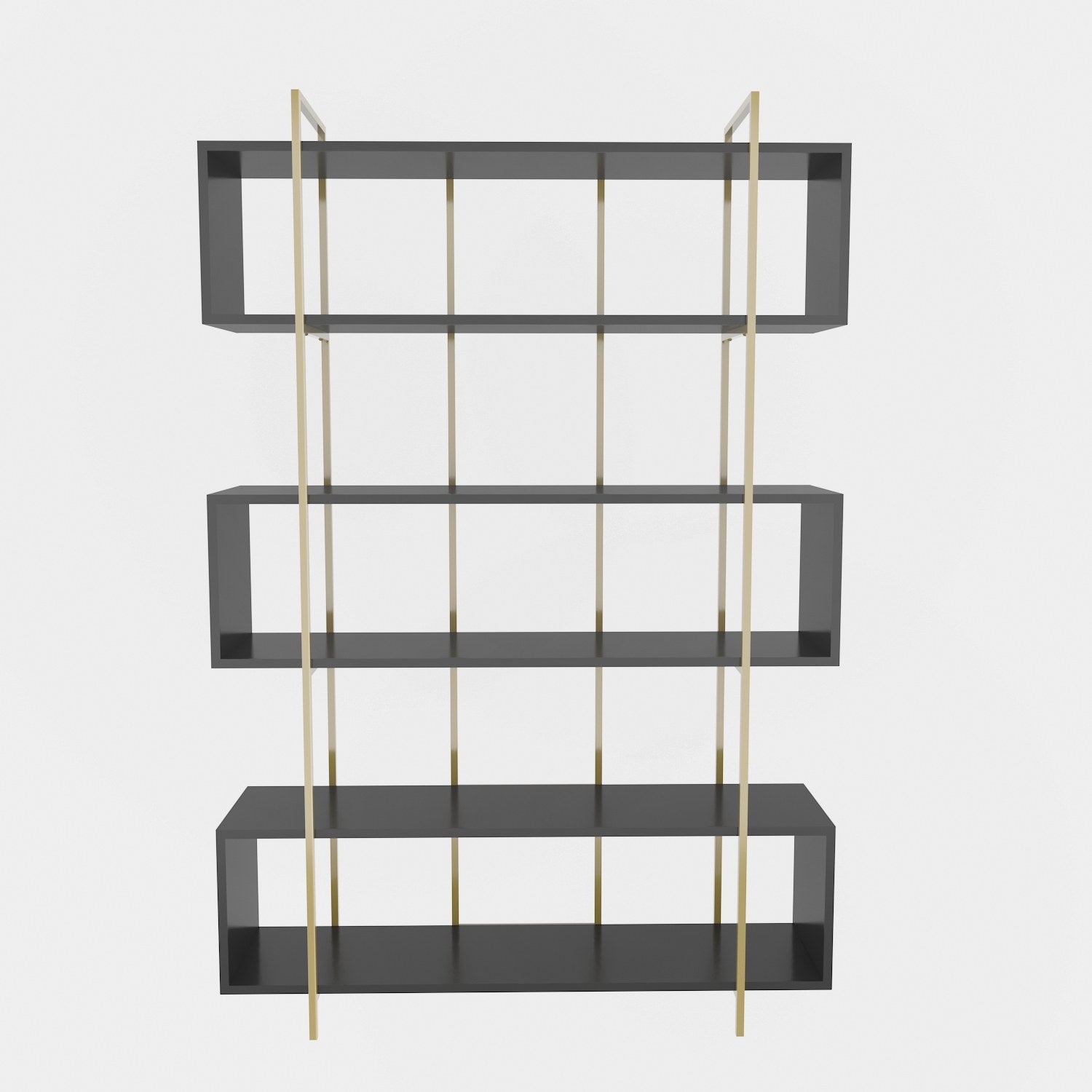 Estante elegante em antracite e dourado, 120 x 180 x 29,6 cm | Painel de partículas 100% revestido em melamina, 18 mm de espessura | Solução de armazenamento moderna para casa e escritório