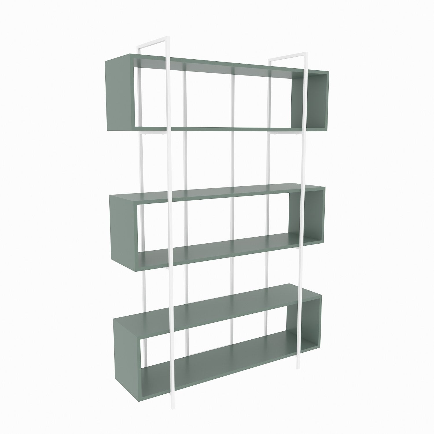 Estante elegante em verde e branco, 120 x 180 x 29,6 cm | Painel de partículas 100% revestido em melamina, 18 mm de espessura | Perfeita para decoração moderna de casa e escritório