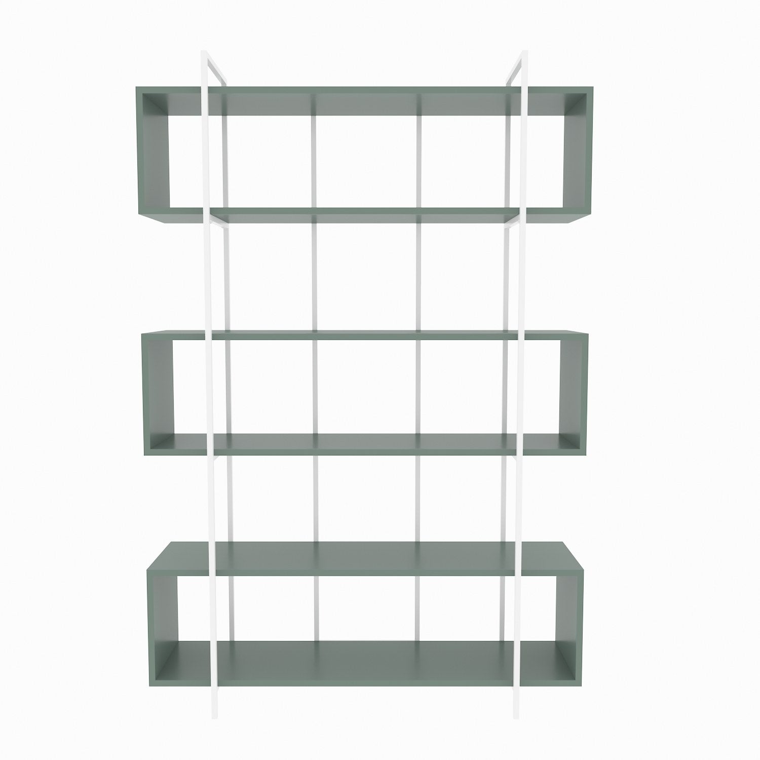 Estante elegante em verde e branco, 120 x 180 x 29,6 cm | Painel de partículas 100% revestido em melamina, 18 mm de espessura | Perfeita para decoração moderna de casa e escritório