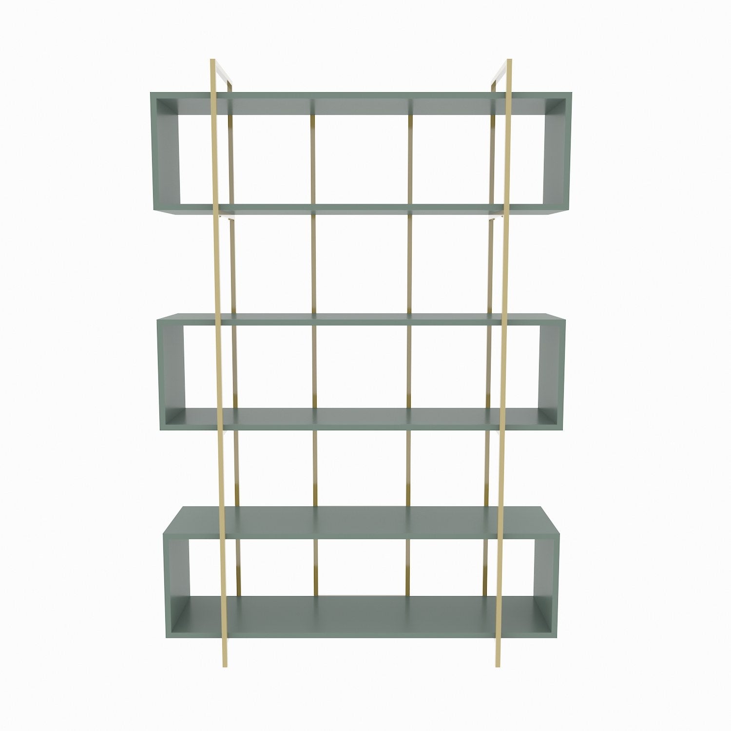 Estante elegante – 120 x 180 x 29,6 cm – verde e dourada – painel de partículas revestido a melamina