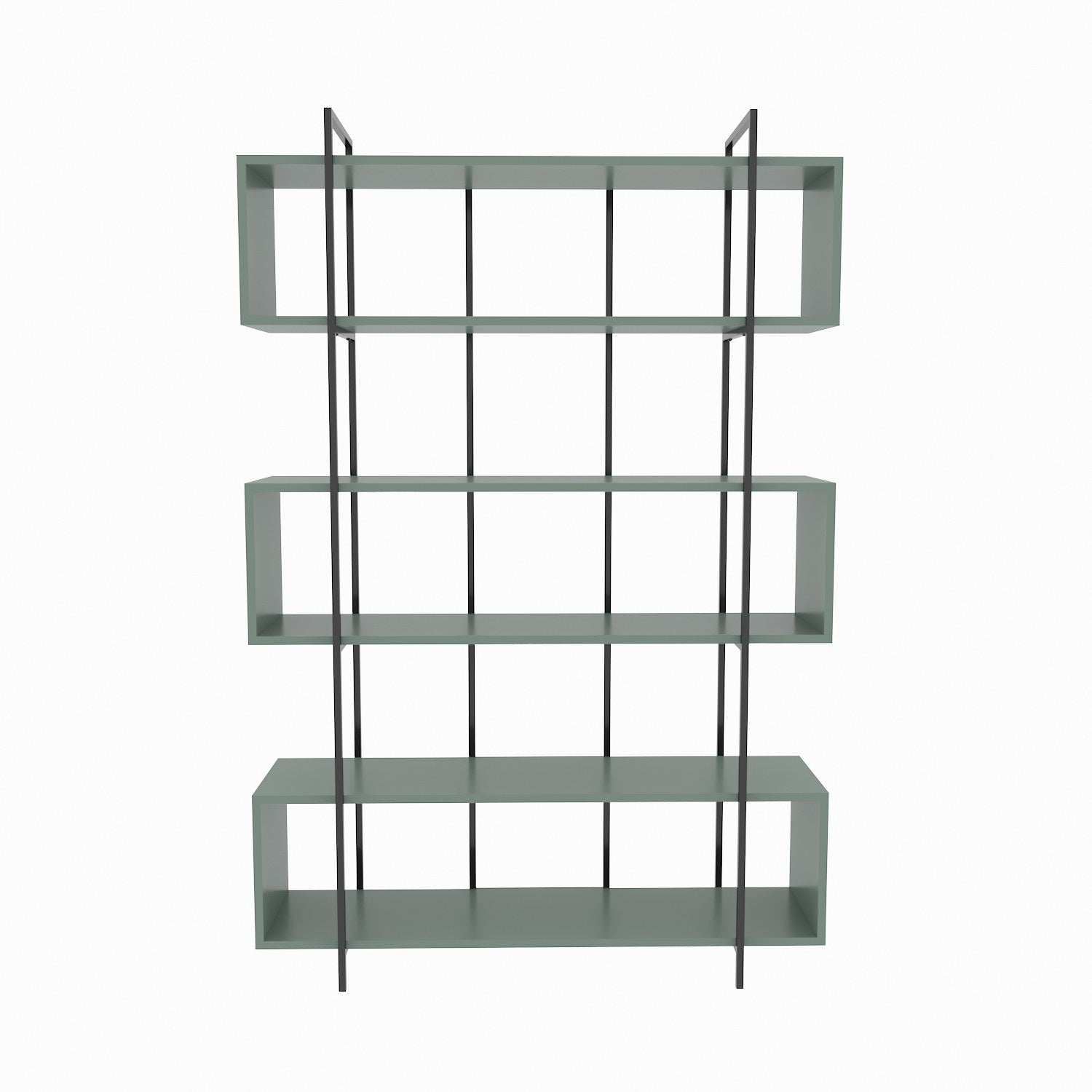 Estante – 120 x 180 x 29,6 cm – Verde e Preto – Painel de partículas revestido a melamina