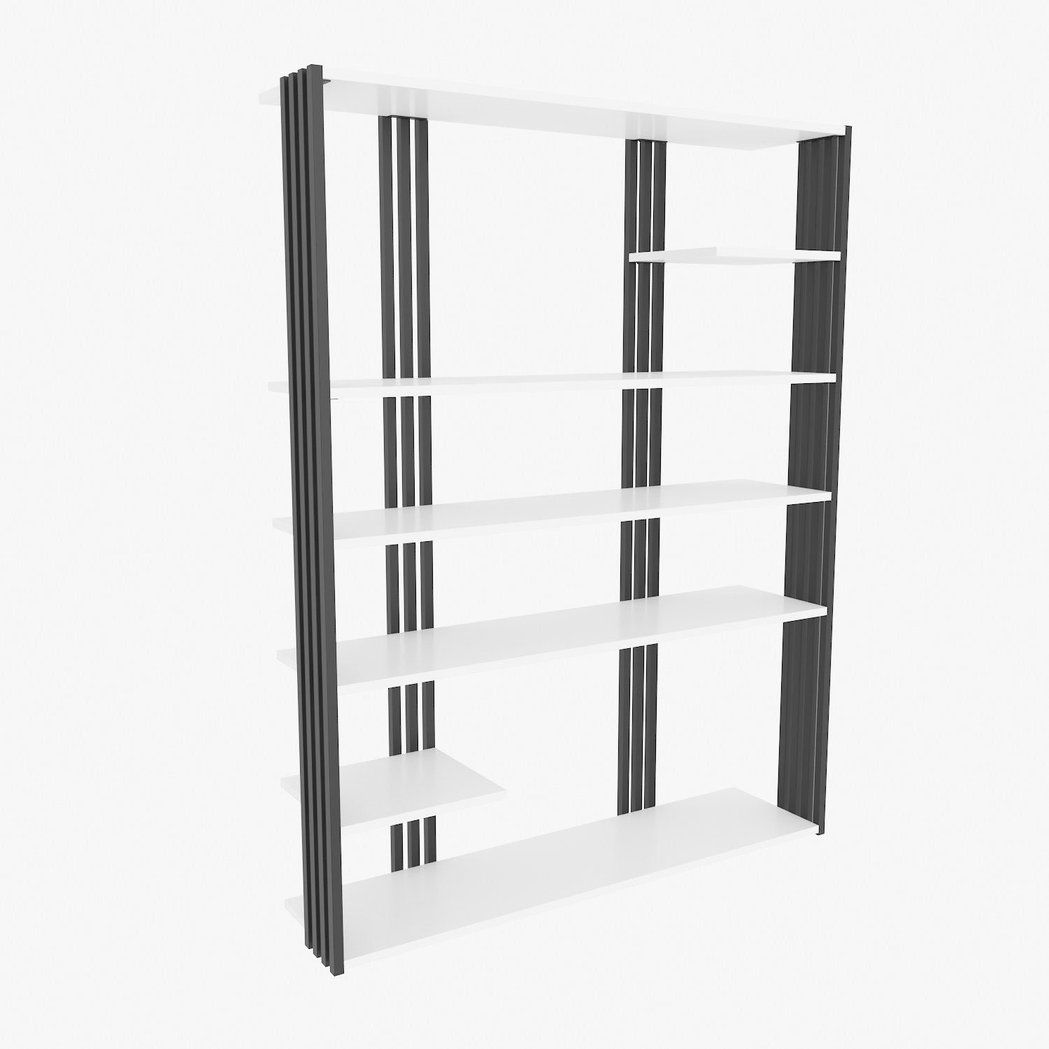 Estante estilosa, branca e preta, 120 x 160 x 29,6 cm | Painel de partículas 100% revestido em melamina, 18 mm de espessura | Perfeita para decoração moderna de casa e escritório