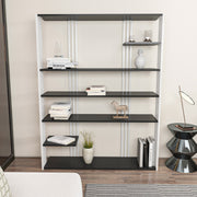 Estante elegante, antracite e branco, 120 x 160 x 29,6 cm | Painel de partículas 100% revestido de melamina, 18 mm de espessura | Perfeito para decoração moderna de casa e escritório