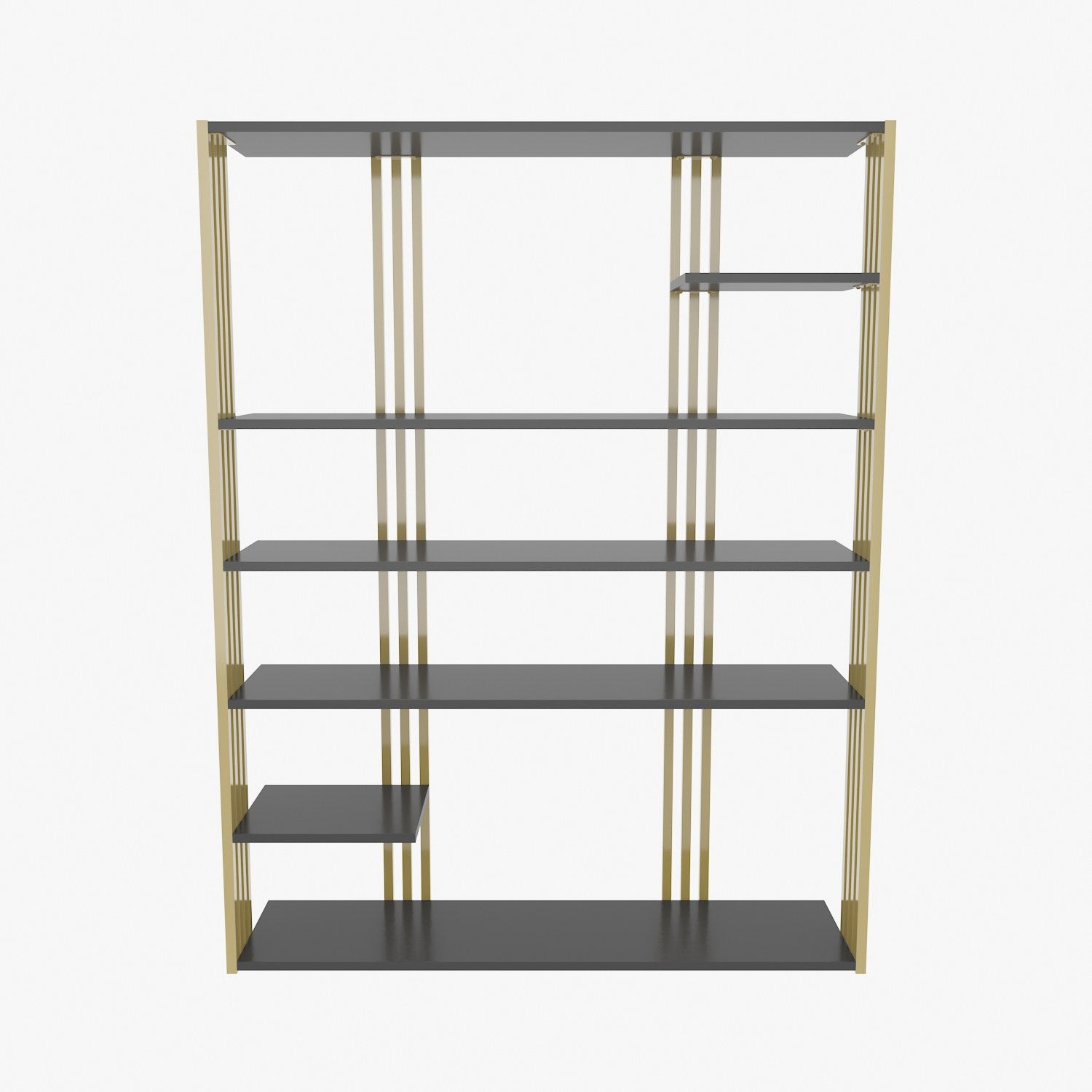 Estante elegante em antracite e dourado, 120 x 160 x 29,6 cm | Painel de partículas 100% revestido em melamina, 18 mm de espessura | Solução de armazenamento moderna para casa e escritório