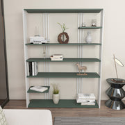 Estante elegante em verde e branco, 120 cm x 160 cm x 29,6 cm | Painel de partículas 100% revestido em melamina, 18 mm de espessura | Perfeita para decoração moderna de casa e escritório