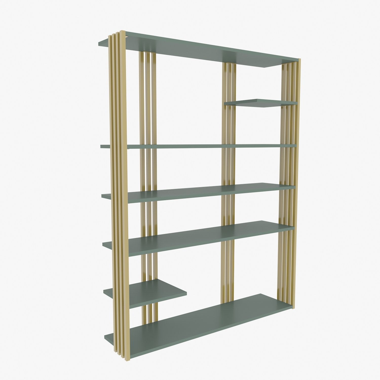 Estante elegante verde e dourada, 120 x 160 x 29,6 cm | Painel de partículas 100% revestido de melamina, 18 mm de espessura | Armazenamento elegante para casa e escritório modernos