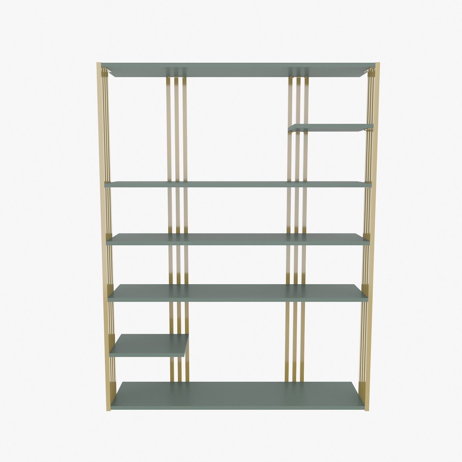 Estante elegante verde e dourada, 120 x 160 x 29,6 cm | Painel de partículas 100% revestido de melamina, 18 mm de espessura | Armazenamento elegante para casa e escritório modernos