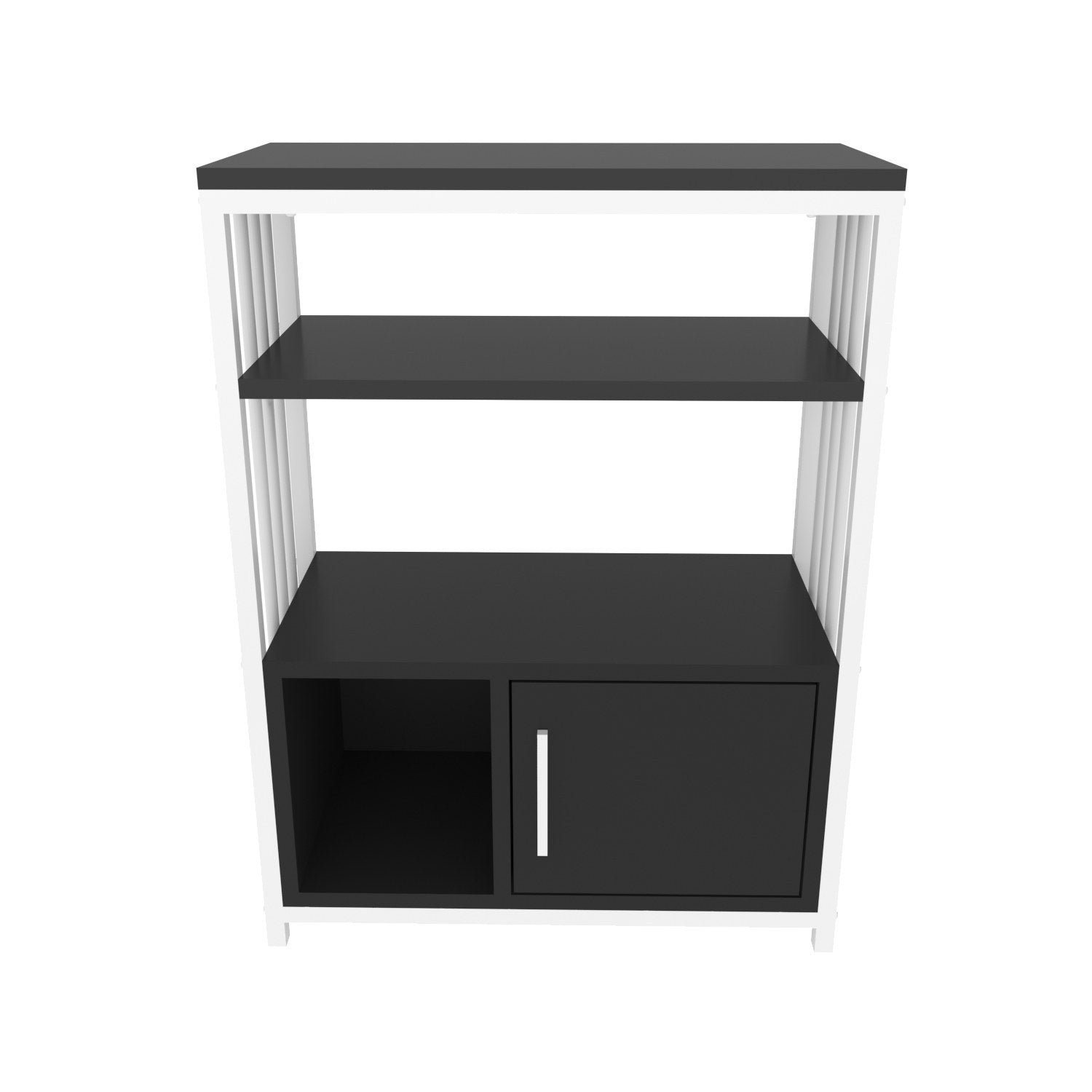 Estante elegante em antracite e branco, 60 cm x 80 cm x 29,6 cm | Painel de partículas 100% revestido em melamina, 18 mm de espessura | Perfeita para decoração moderna de casa e escritório