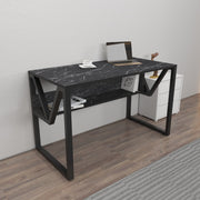 Secretária de Estudo/Escritório Preta Elegante, 120 x 60 x 72,8 cm | Painel de Partículas 100% Revestido em Melamina, 18 mm de Espessura | Perfeita para Escritórios em Casa e Espaços de Estudo