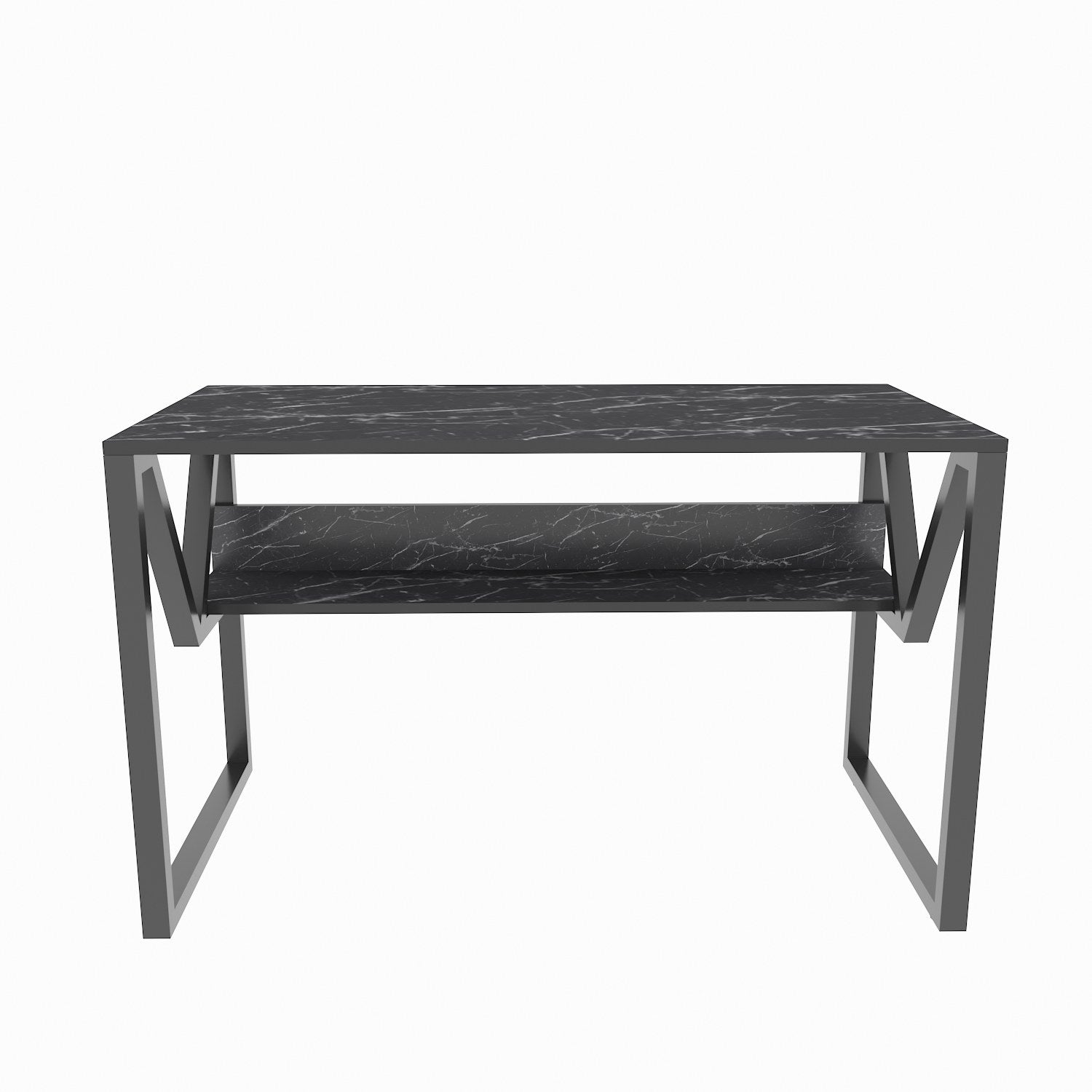 Secretária de Estudo/Escritório Preta Elegante, 120 x 60 x 72,8 cm | Painel de Partículas 100% Revestido em Melamina, 18 mm de Espessura | Perfeita para Escritórios em Casa e Espaços de Estudo