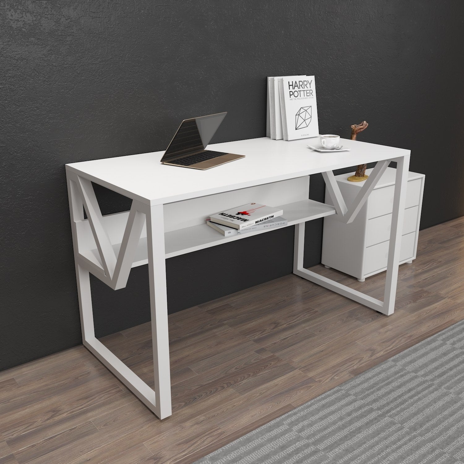 Secretária de Estudo/Escritório Moderna, Branca, 120 x 60 x 72,8 cm | Painel de Partículas 100% Revestido em Melamina, 18 mm de Espessura | Elegante e Funcional para Escritório e Estudo em Casa