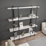 Estante estilosa, 160 cm x 180 cm x 29,6 cm, branca e preta | Painel de partículas 100% revestido de melamina, 18 mm de espessura | Perfeita para decoração moderna de casa e escritório