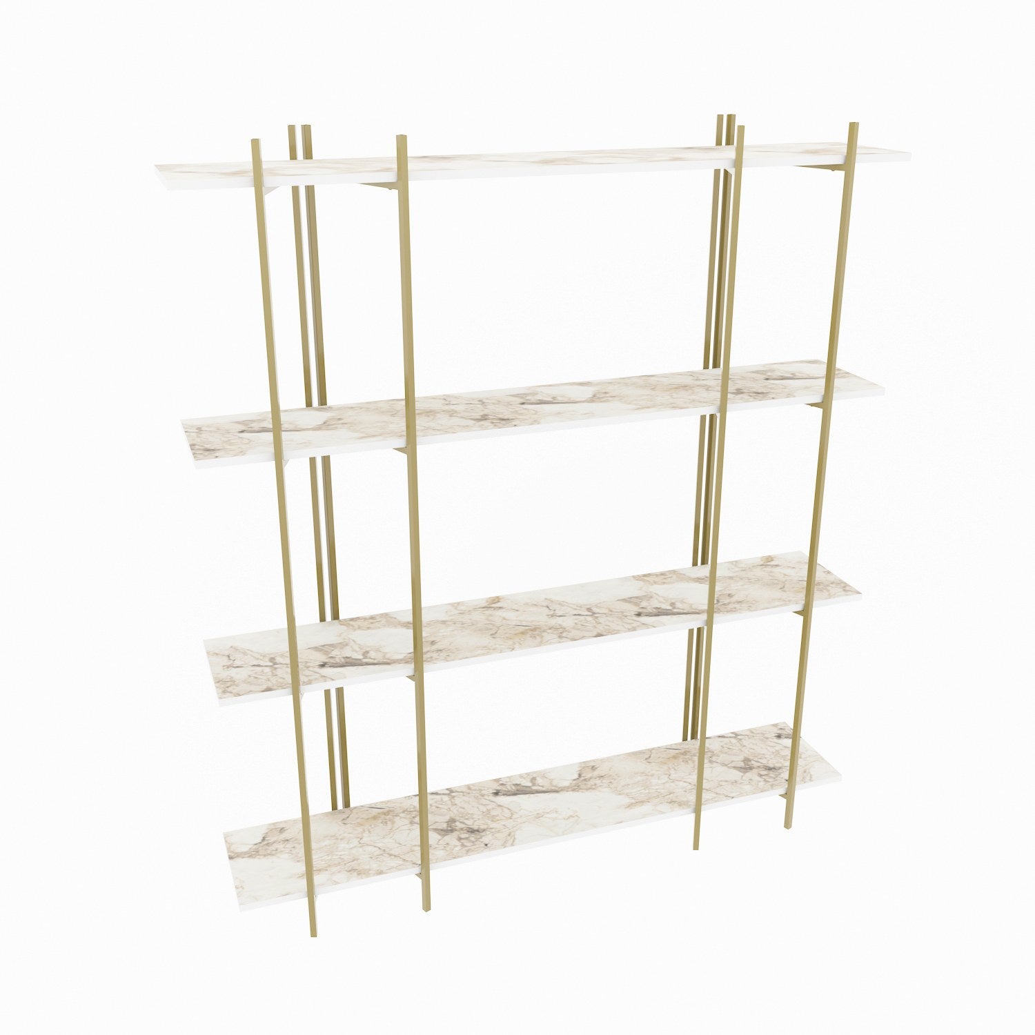 Estante elegante – 160 cm x 180 cm x 29,6 cm – Branco e Dourado – Painéis de partículas revestidos em melamina