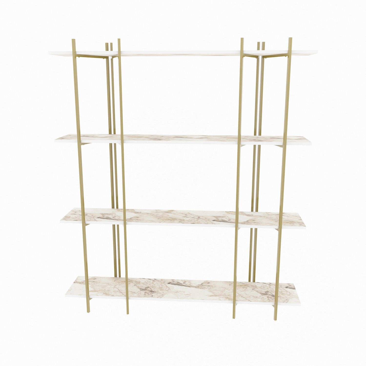 Estante elegante – 160 cm x 180 cm x 29,6 cm – Branco e Dourado – Painéis de partículas revestidos em melamina