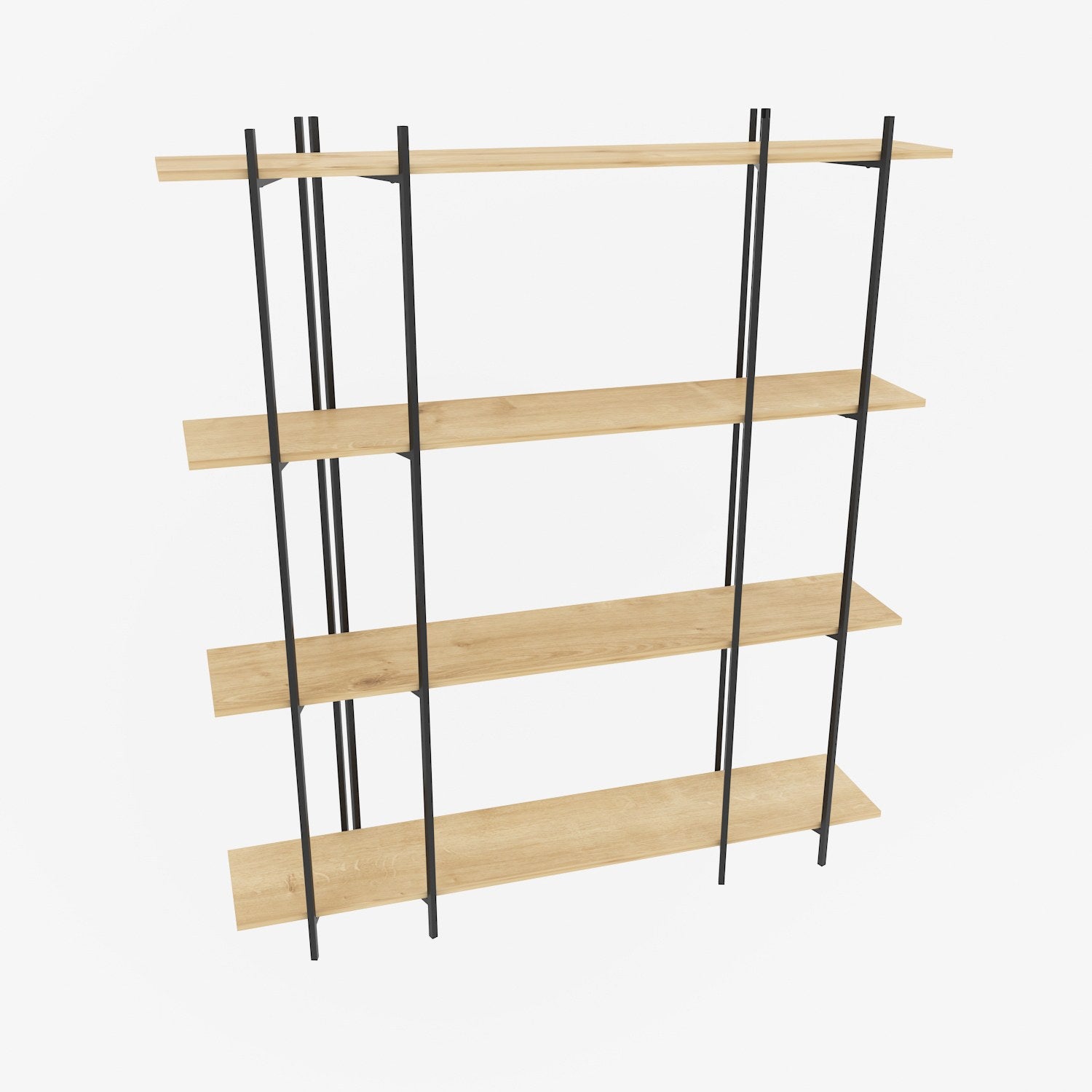 Estante elegante em carvalho e preto, 160 cm x 180 cm x 29,6 cm | Painel de partículas 100% revestido em melamina, 18 mm de espessura | Perfeita para decoração moderna de casa e escritório