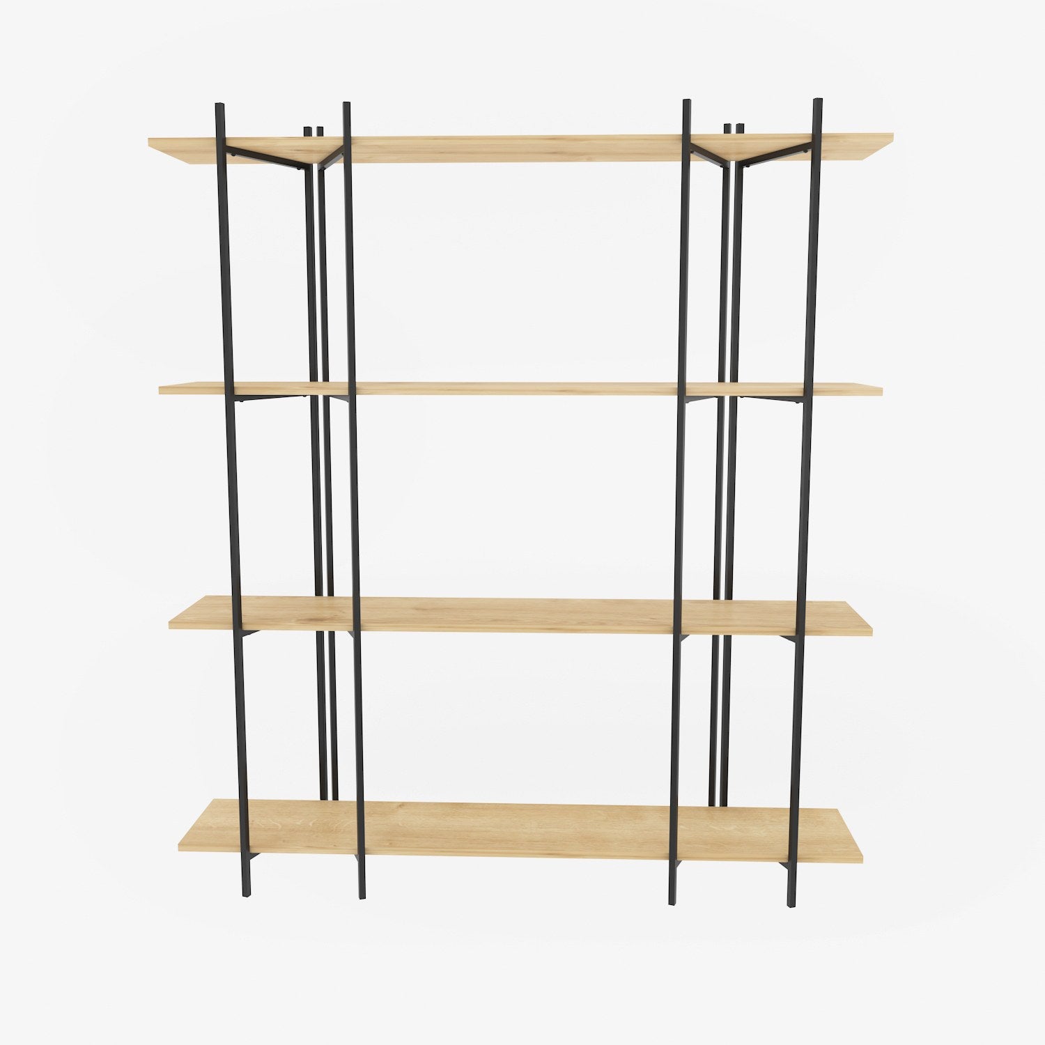 Estante elegante em carvalho e preto, 160 cm x 180 cm x 29,6 cm | Painel de partículas 100% revestido em melamina, 18 mm de espessura | Perfeita para decoração moderna de casa e escritório