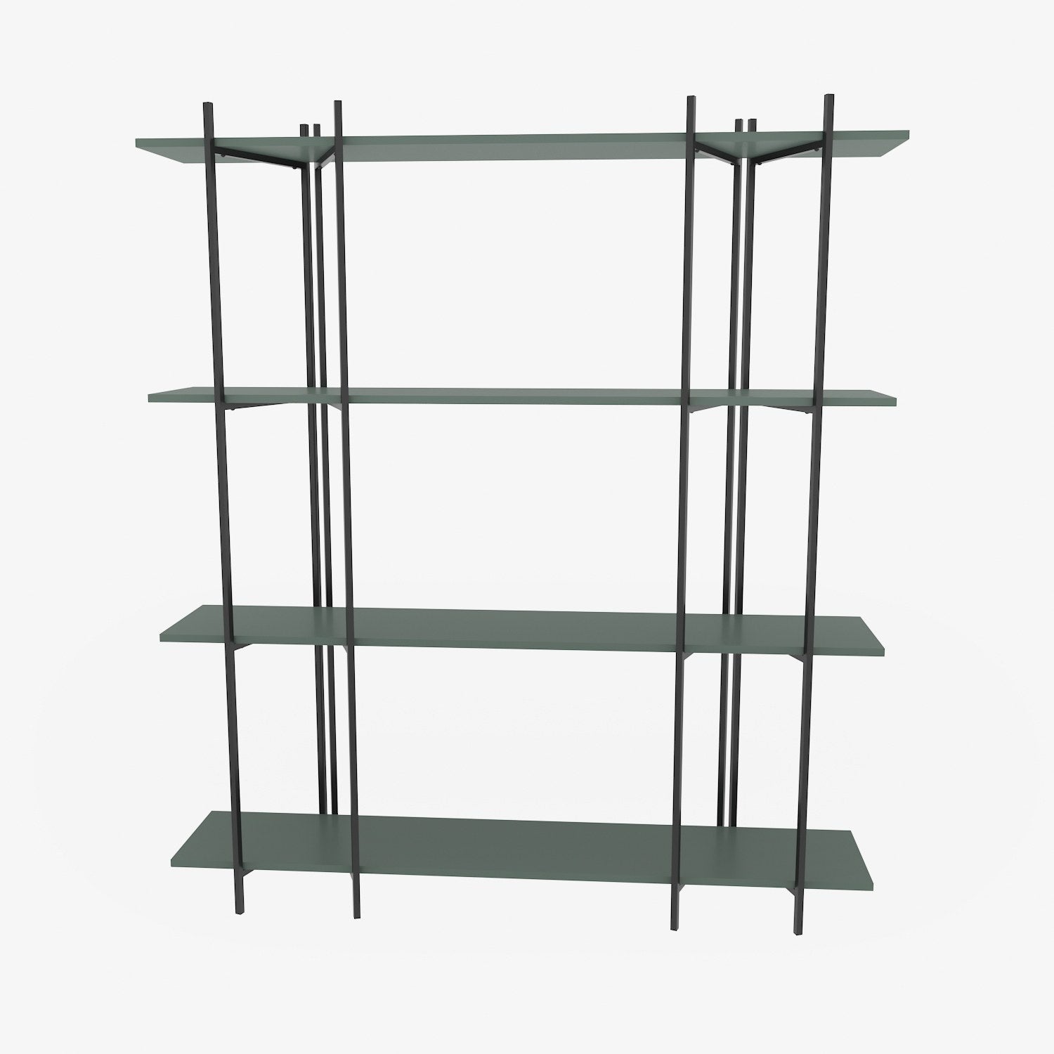 Estante – 160 cm x 180 cm x 29,6 cm – verde e preto – painel de partículas revestido a melamina