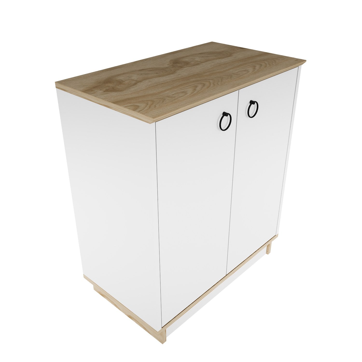 Aparador Elegante, Branco e Carvalho, 72 cm x 83,1 cm x 42 cm | Painel de Partículas 100% Revestido com Melamina, 18 mm de Espessura | Perfeita para Salas de Estar e Corredores Modernos