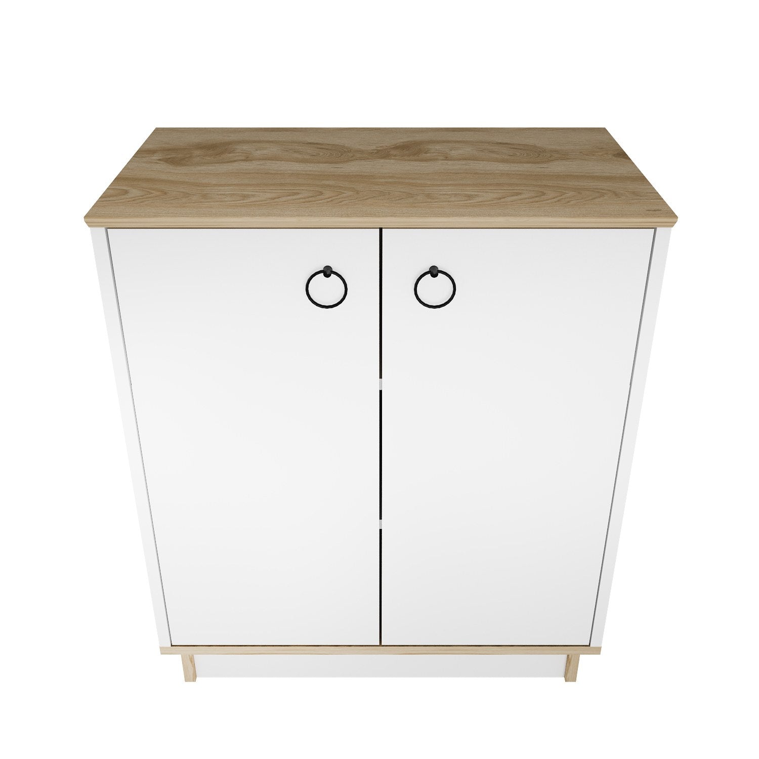 Aparador Elegante, Branco e Carvalho, 72 cm x 83,1 cm x 42 cm | Painel de Partículas 100% Revestido com Melamina, 18 mm de Espessura | Perfeita para Salas de Estar e Corredores Modernos